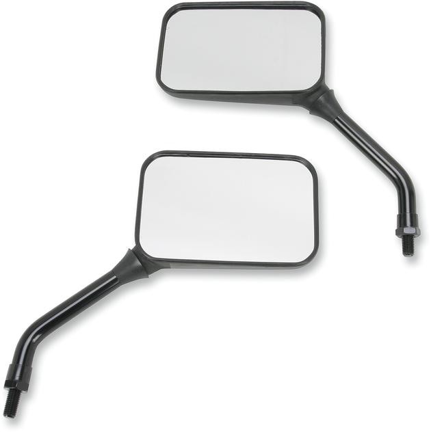 Emgo GP Deluxe Mirror Set Rectangular 10mm Short Stem Black Universal