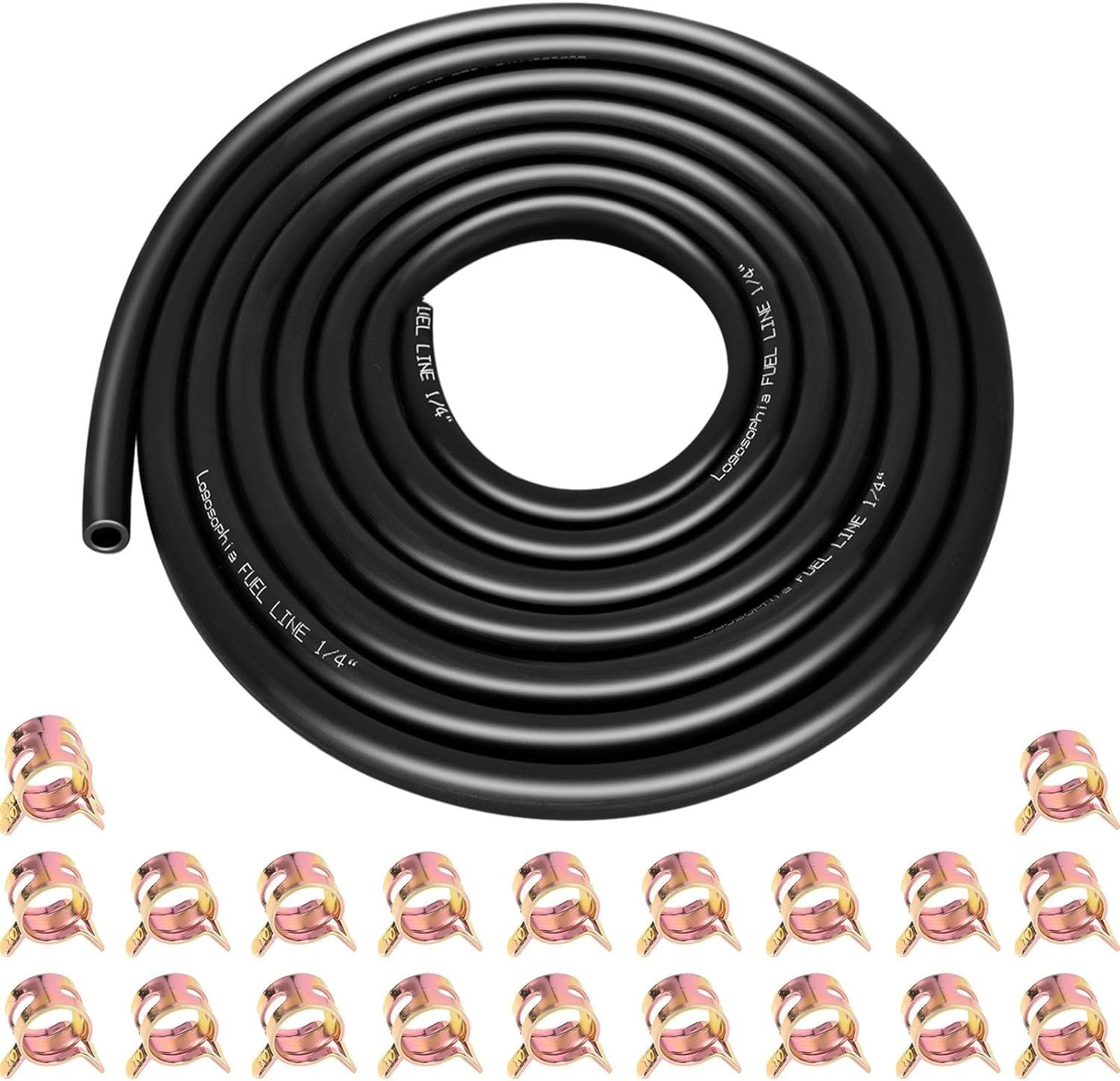 1/4 Inch ID Fuel Line Hose 10Ft + 20 Hose Clamps for Small Gas Engines-Free Ship