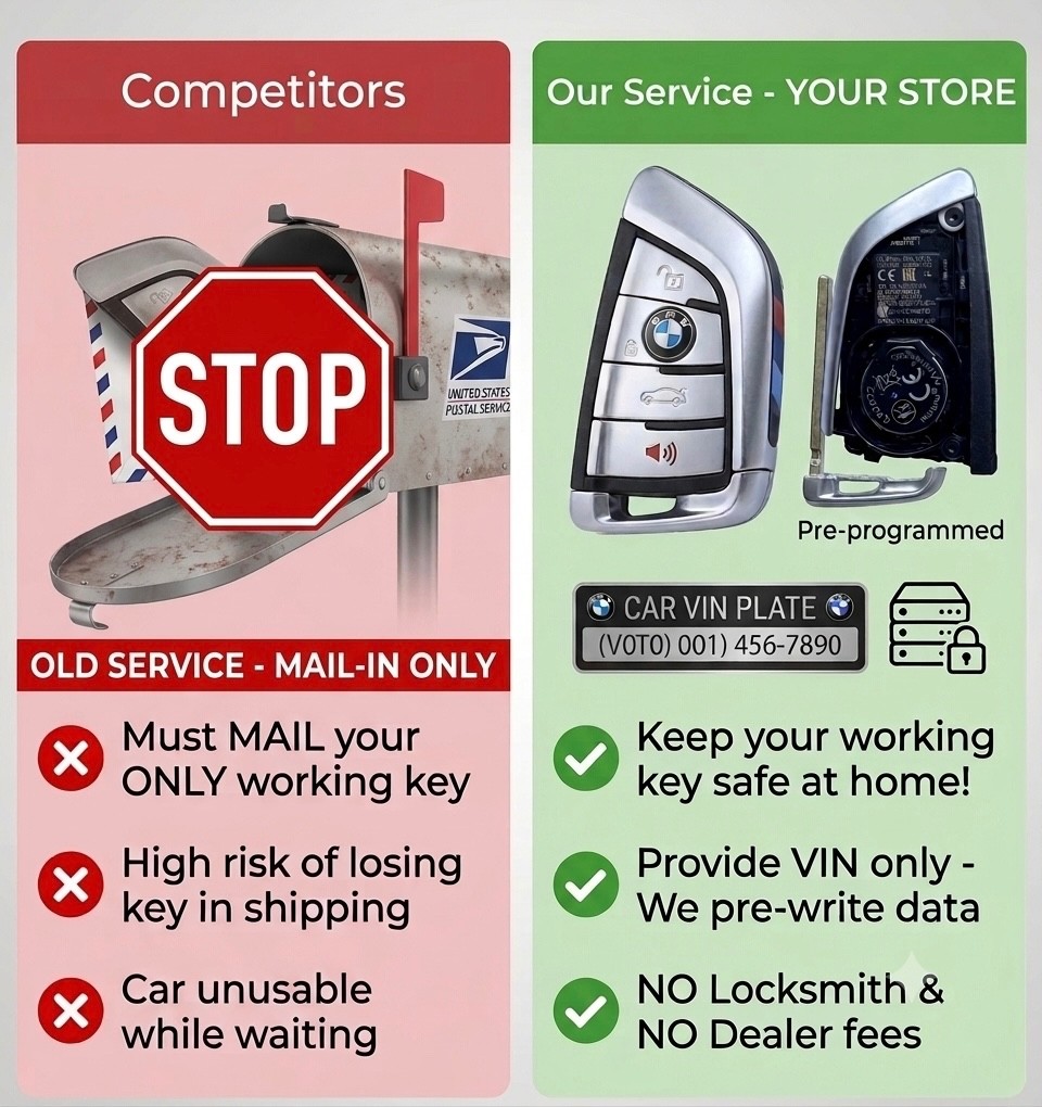 PRE-PROGRAM BY VIN FOR BMW BDC2 SMART REMOTE NO MAIL OLD KEY,NO LOCKSMITH DEALER