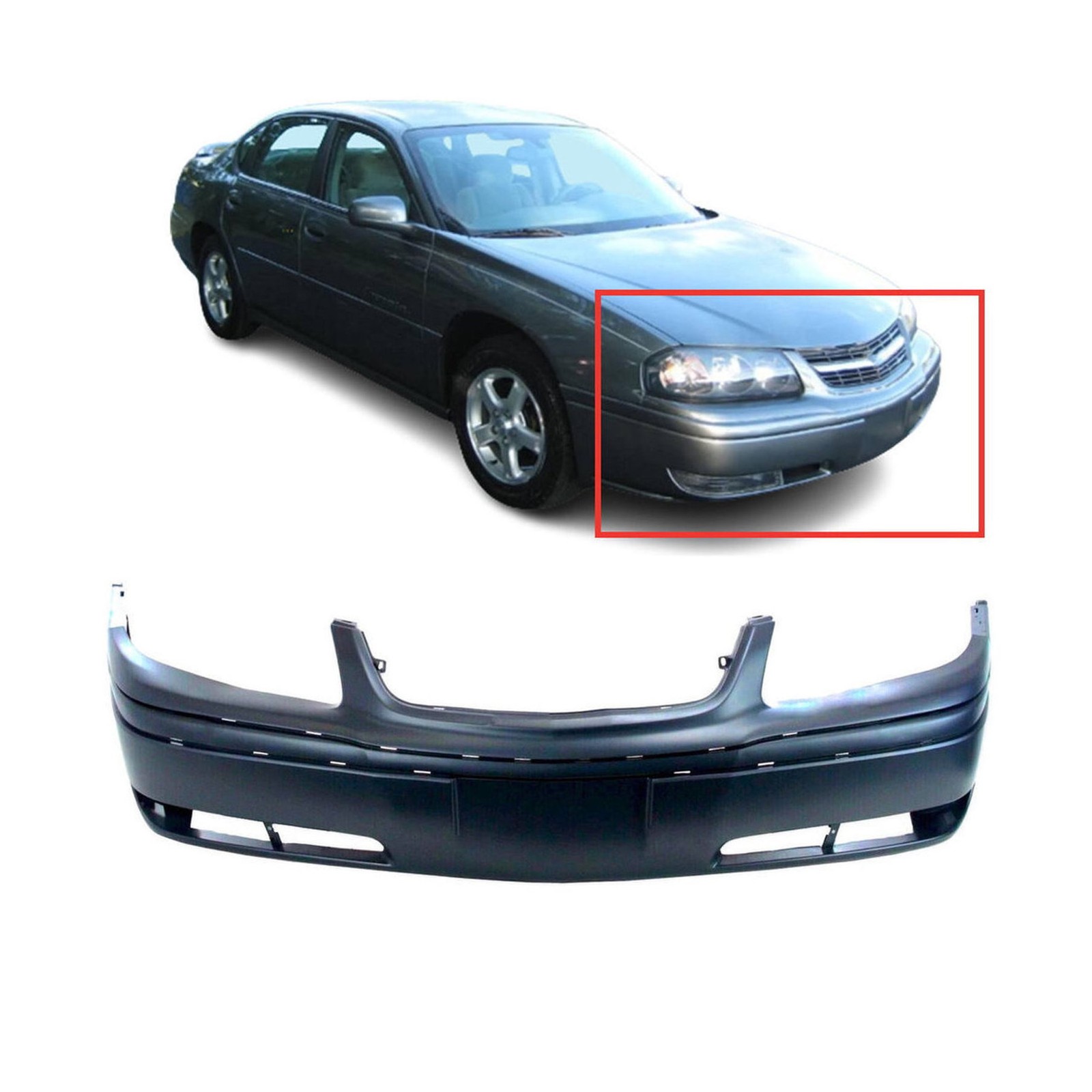 2000-2005 Chevrolet Impala Sedan LS Primed Front Bumper Cover GM1000633 12335971