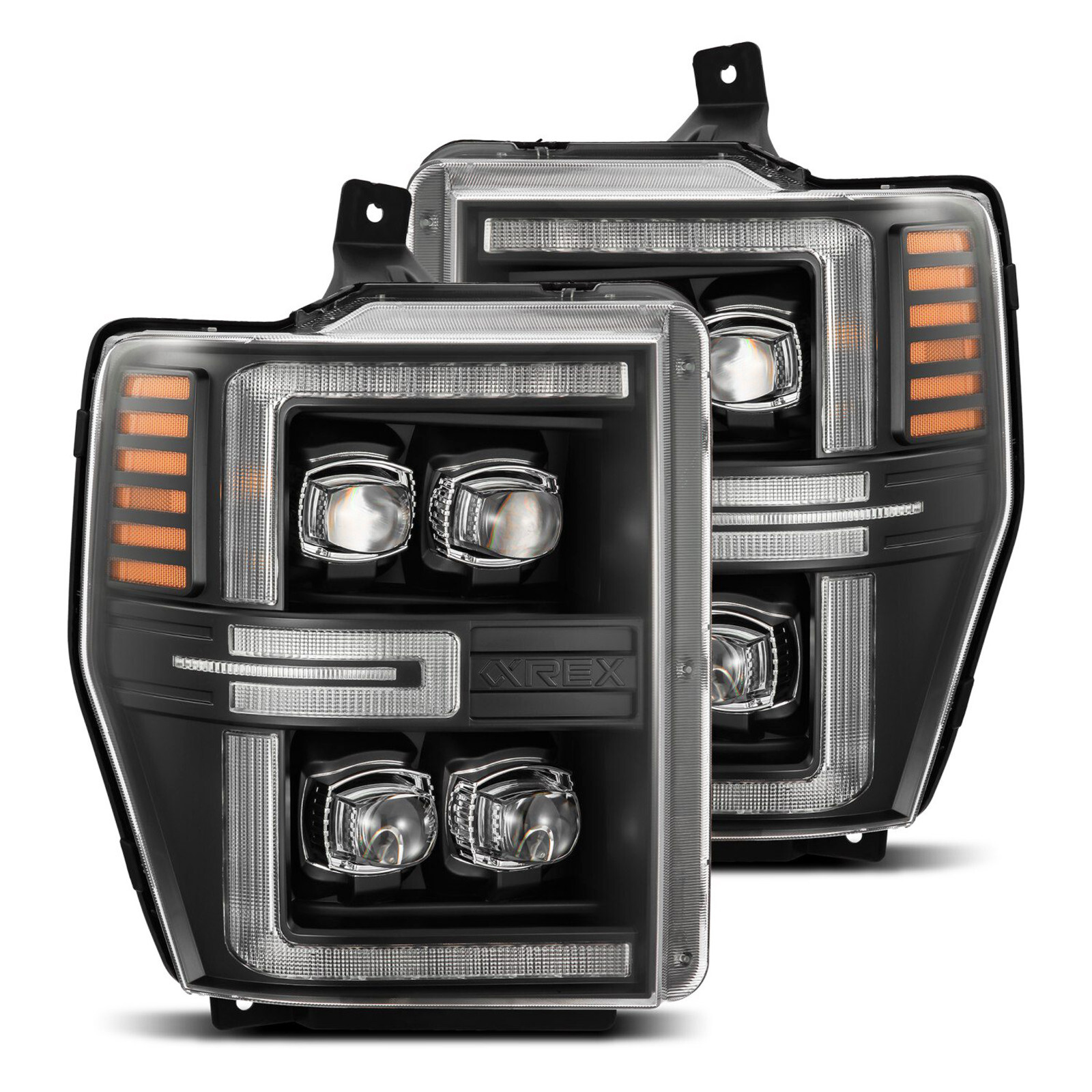 For 08-10 Ford Super Duty Black Housing Nova LED Projector Headlights Headlamps