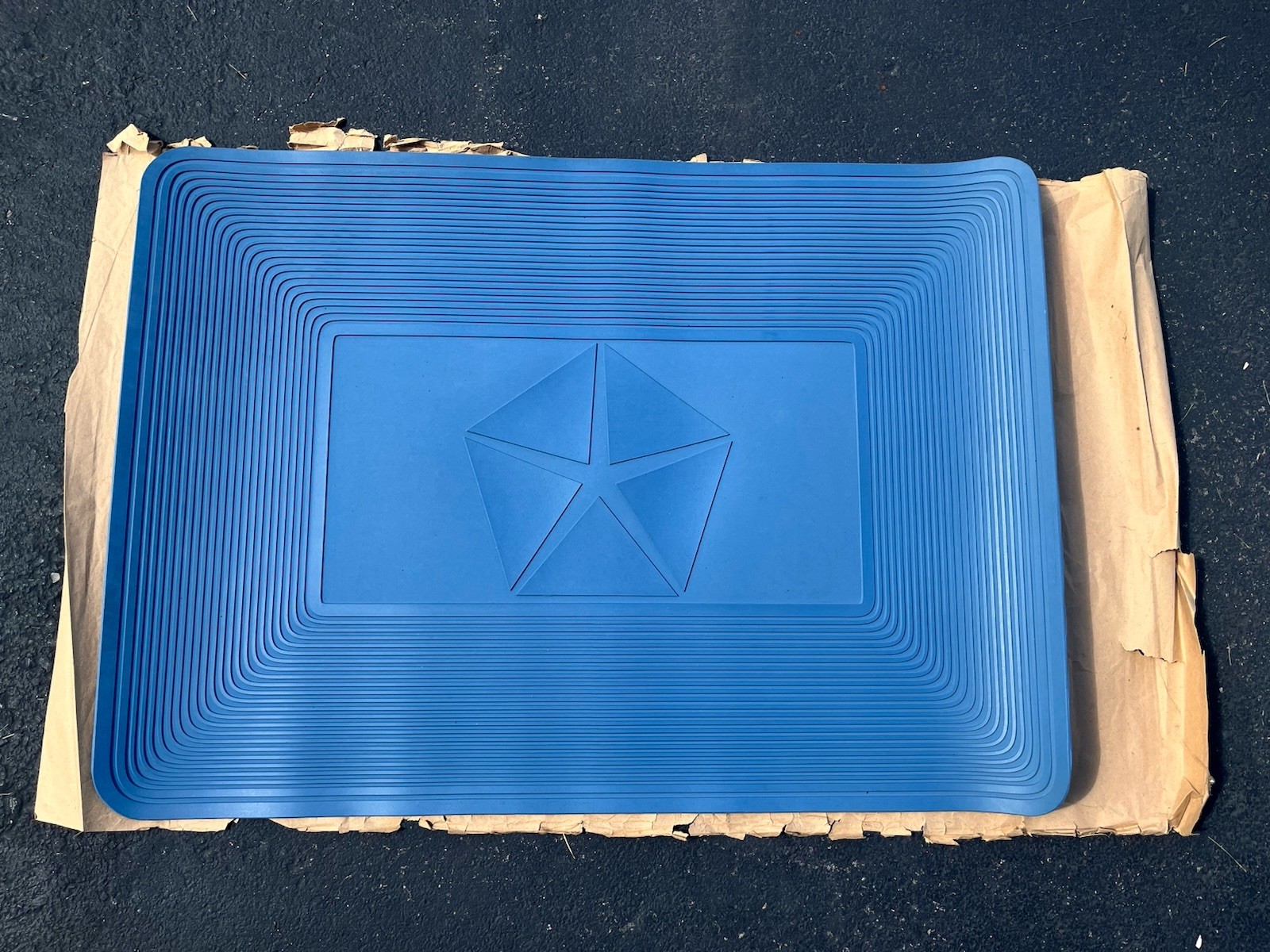Vintage Mopar Trunk Mat / Service Mat with Pentastar Emblem - Blue Vintage Mopar Trunk Mat / Service Mat with Pentastar Emblem - Blue