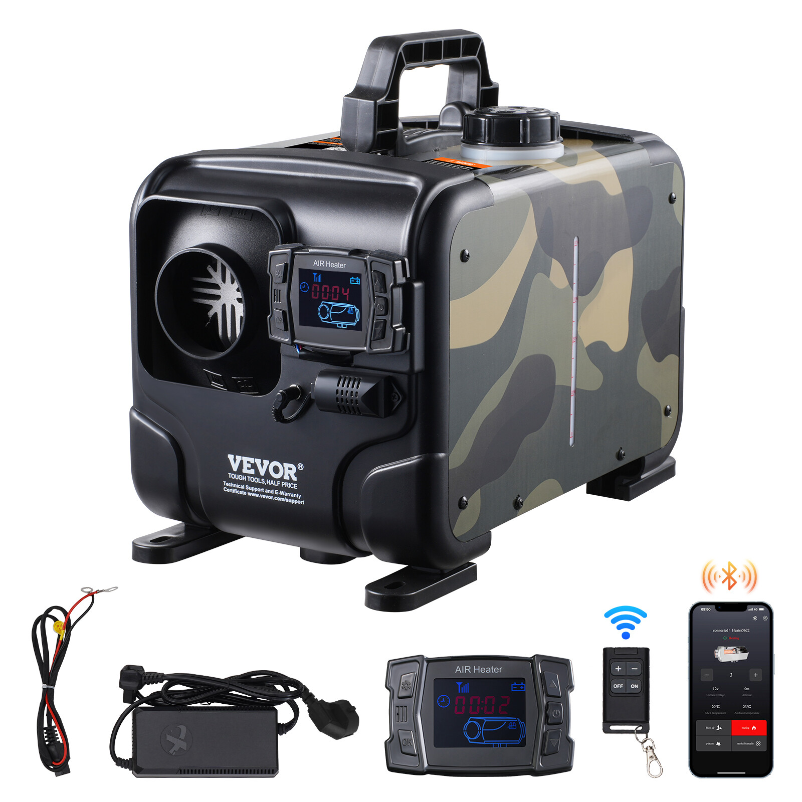 VEVOR Diesel Air Heater All in one 8KW 12V/24V Bluetooth APP Remote Control Car