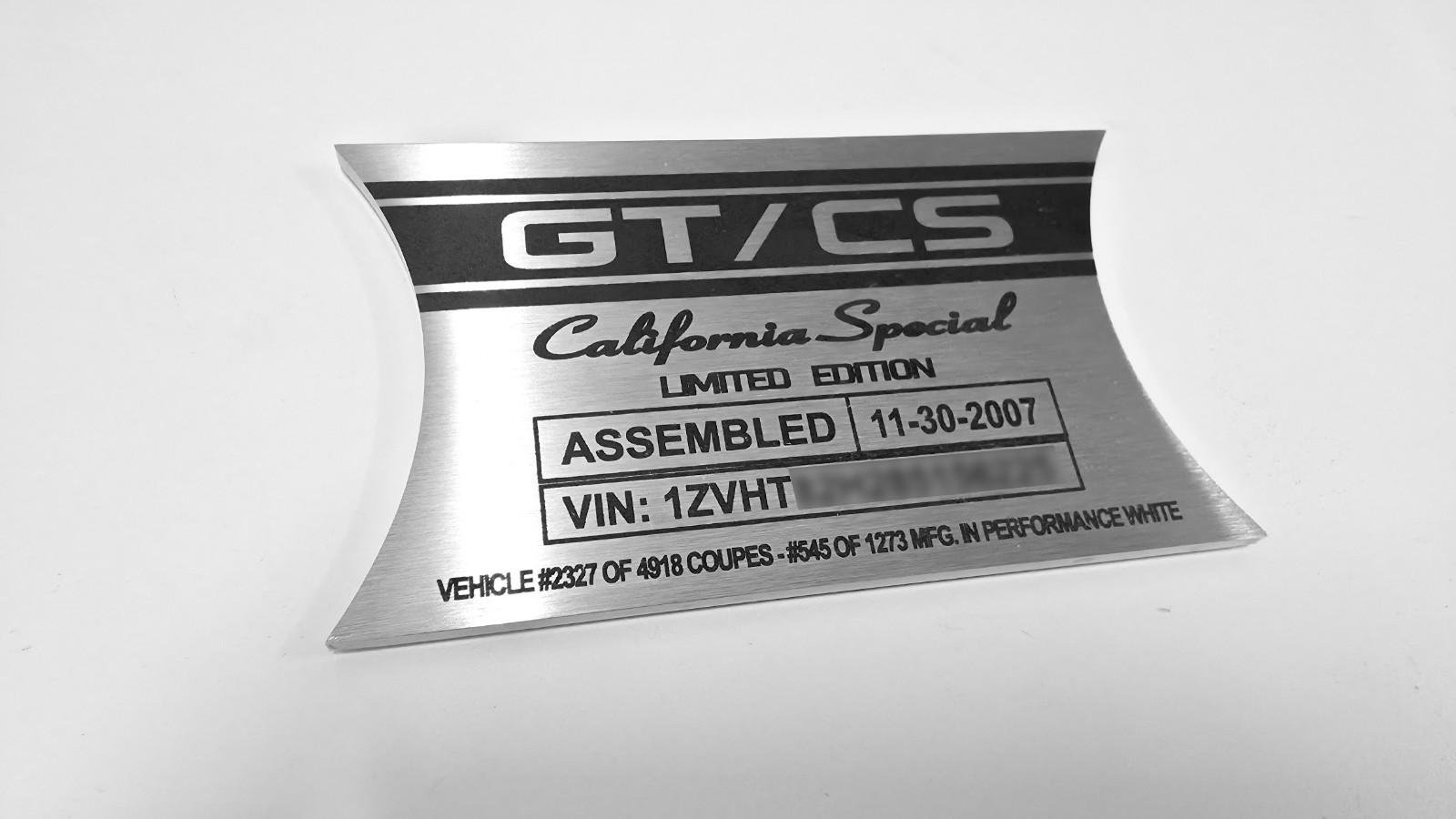 Engraved Dash Plaque Custom Fit for 05-09 Mustang GT / CS California Special Engraved Dash Plaque Custom Fit for 05-09 Mustang GT / CS California Special