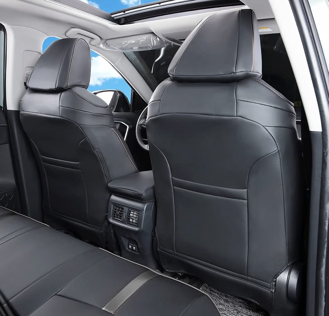 ​Custom Fit Seat Covers For 2019-2025 Toyota RAV4 Non-Hybrid Faux Leather Black