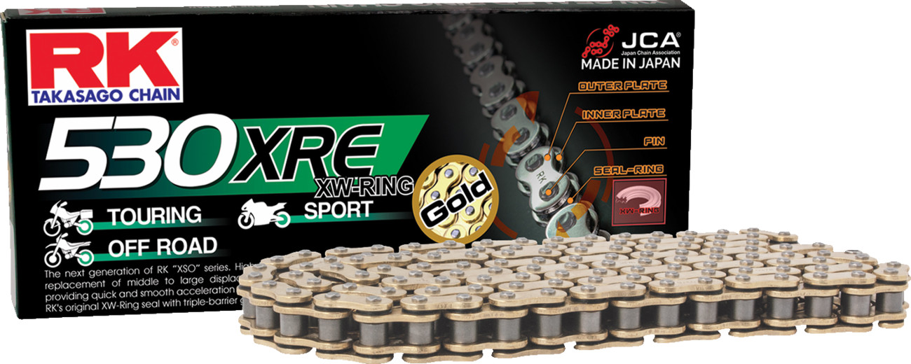 RK - 530 XRE Drive Chain 114 Links Gold | GB530XRE-114 RK - 530 XRE Drive Chain 114 Links Gold | GB530XRE-114