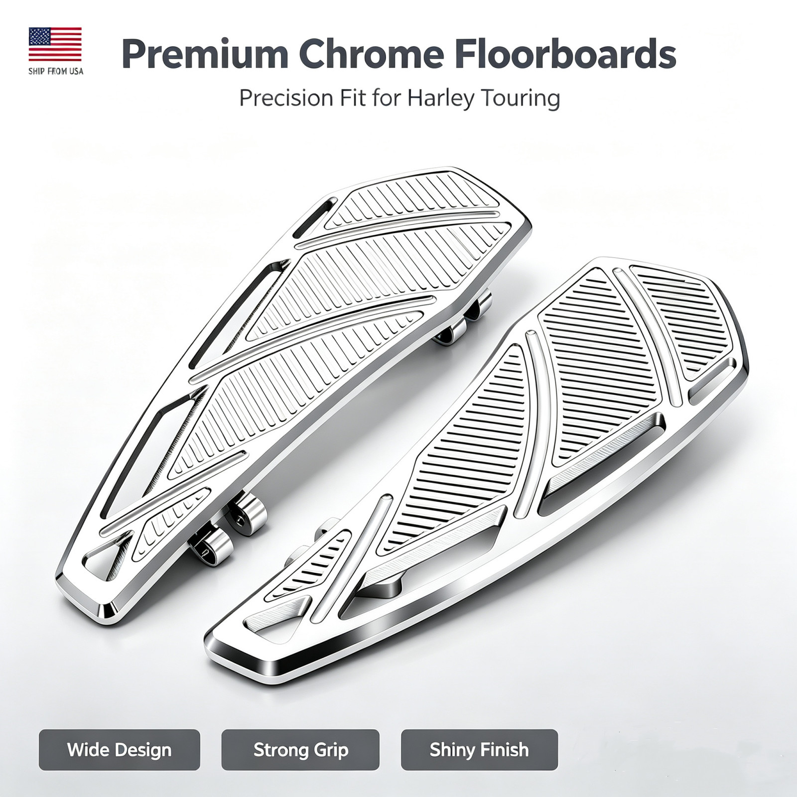 Harley Front Driver Floorboards Foot Pegs For Touring Trike 1980–2025 Chrome