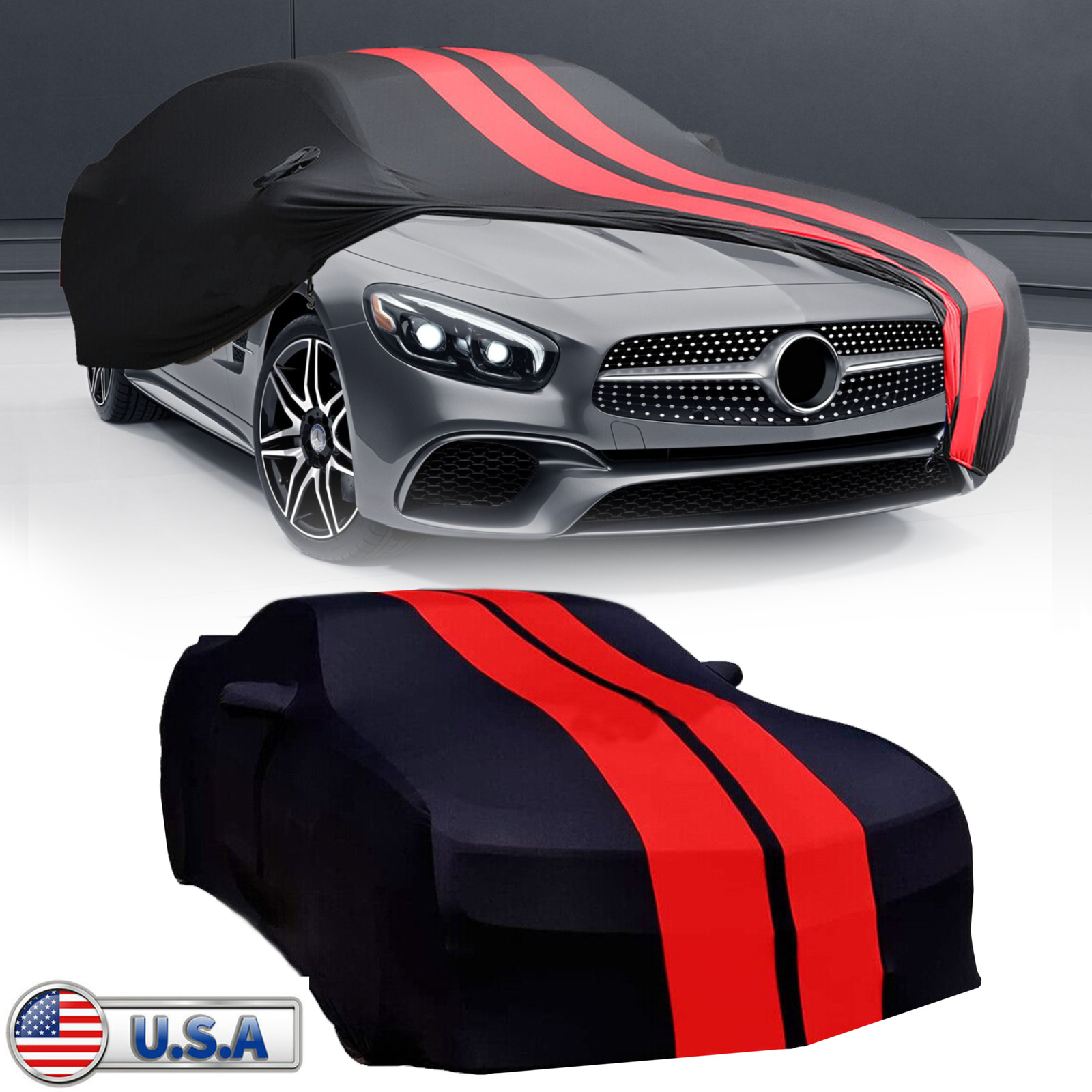 For Benz SLR-Class SL-Class Satin Stretch Indoor Car Cover Dustproof Black/Bed