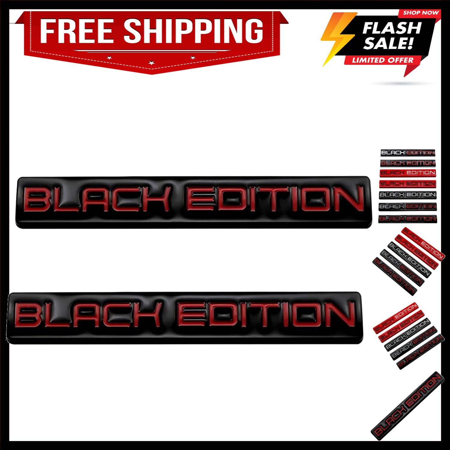 2pcs Black Edition Metal Emblem 3D Badge Replacement for Car Truck Side Door ...
