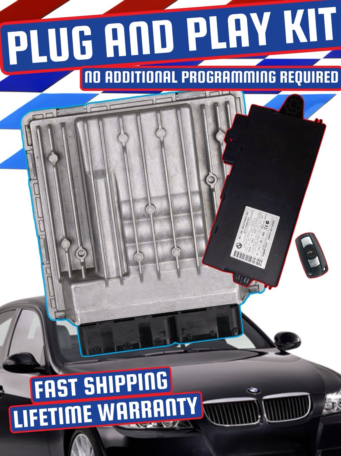 08-10 BMW E60 528 N52 MSV80 DME ECU COMPUTER CAS3 KEY SET KIT 12147583468 OEM