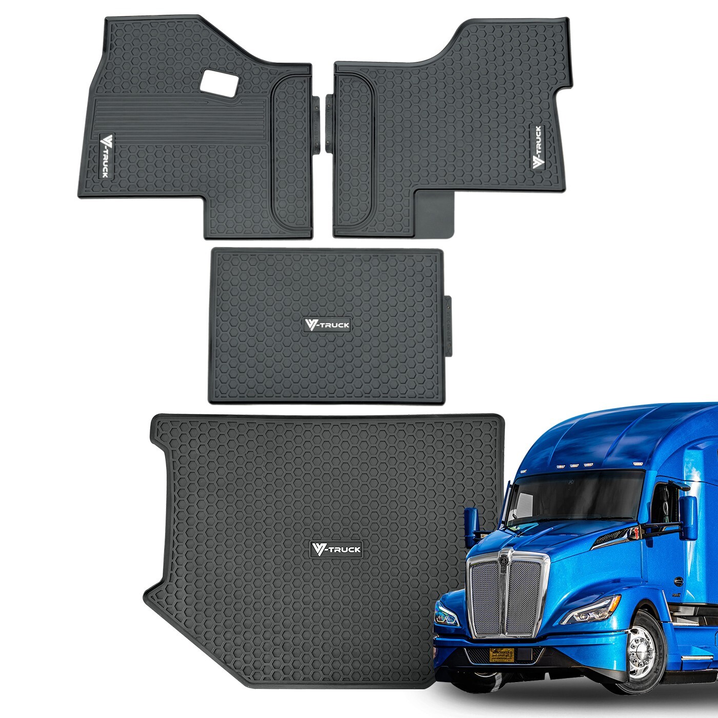 Rubber Floor Mats for Kenworth T680 T880 W990 Heavy Duty All Weather