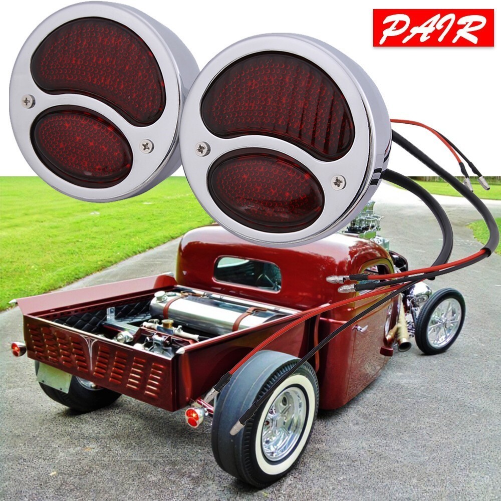 Pair Well‑Built Polished Stainless Steel Tail Lamp For Ford Model A 1928‑1931