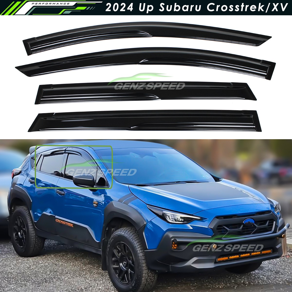 For 2024-2026 Subaru Crosstrek XV 3D Wavy Mugen Style Window Visors Rain Guards