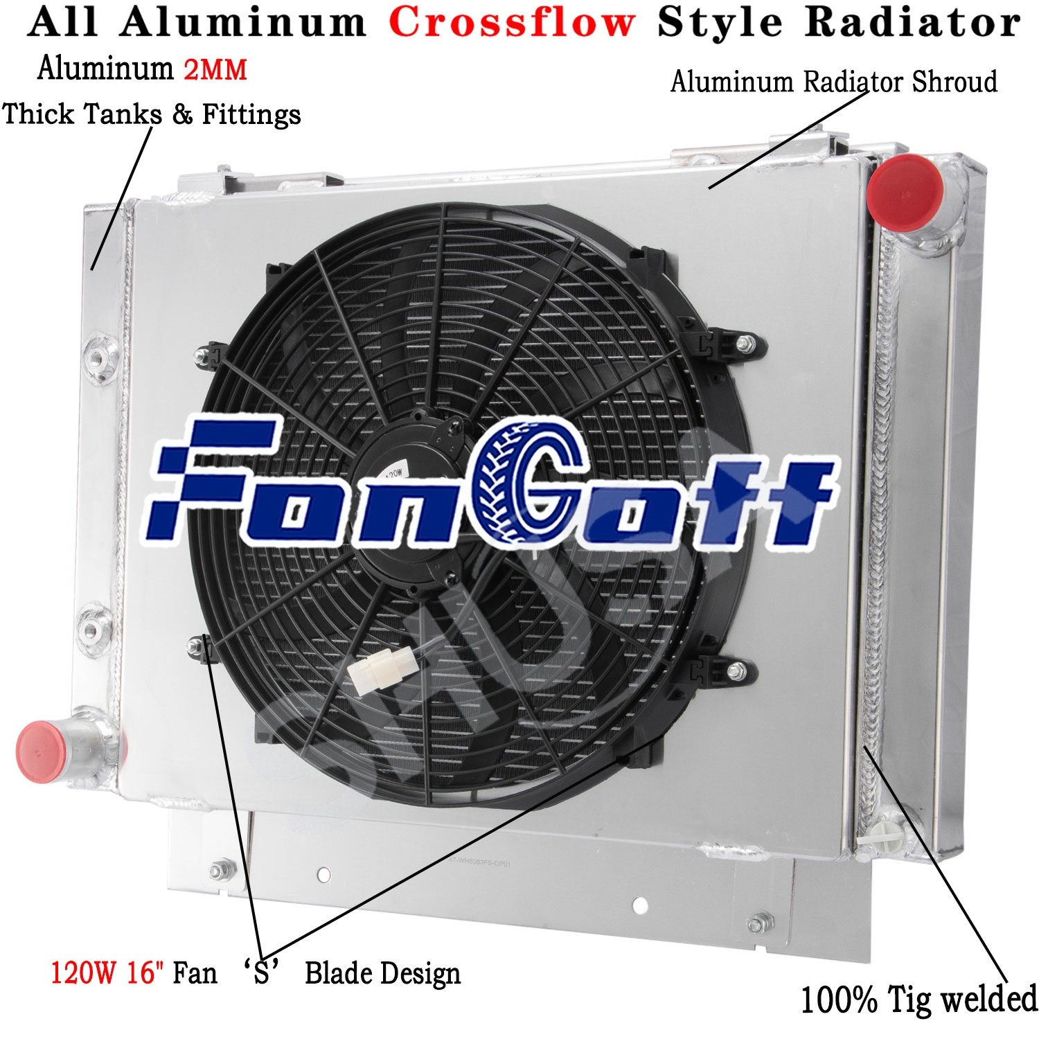 4 Rows Aluminum Radiator Shroud Fan Fit 1960-1963 Ford Galaxie 500 500XL