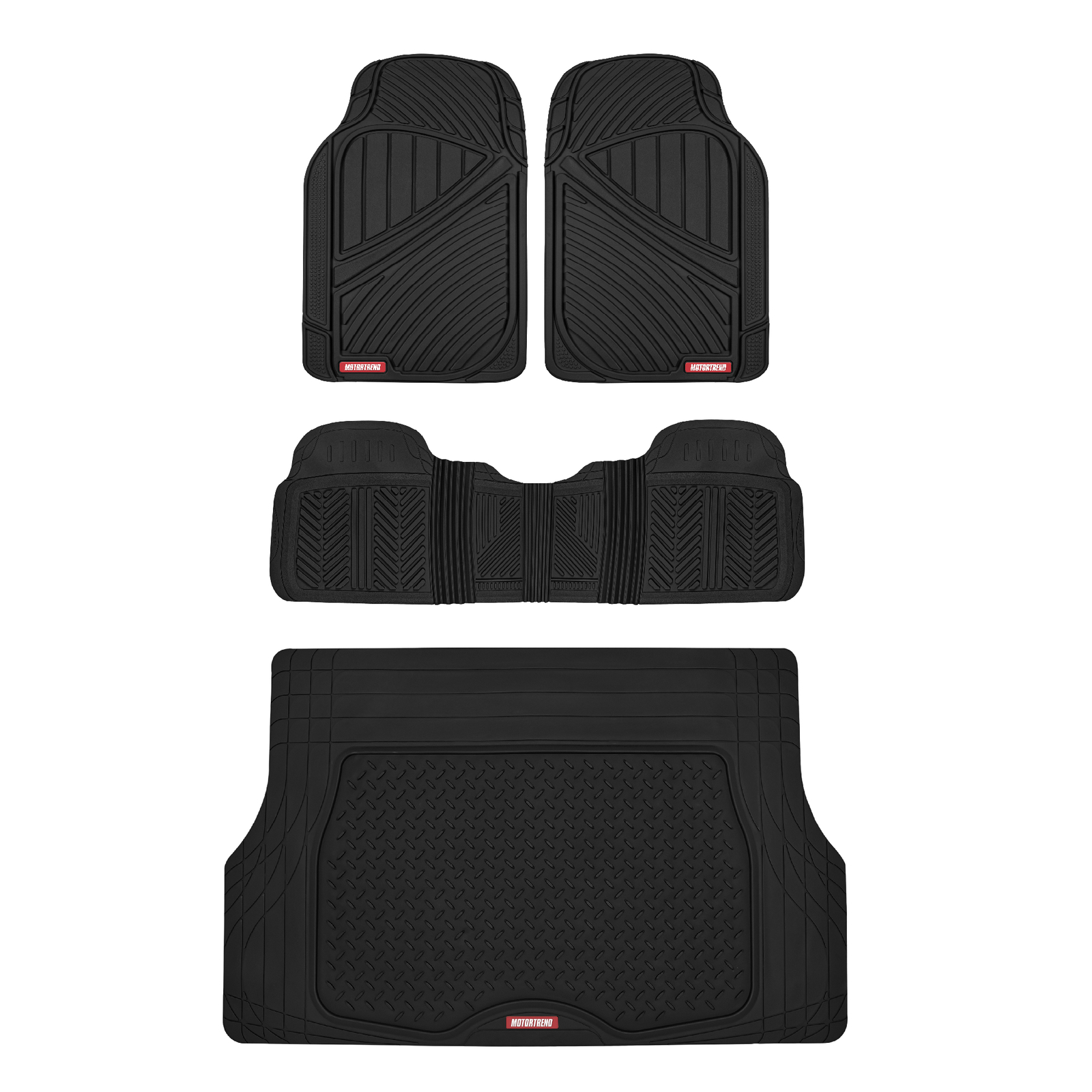 All Weather Car Floor Mats, 4PC Rubber Liner Set Includes Cargo Trunk Mat