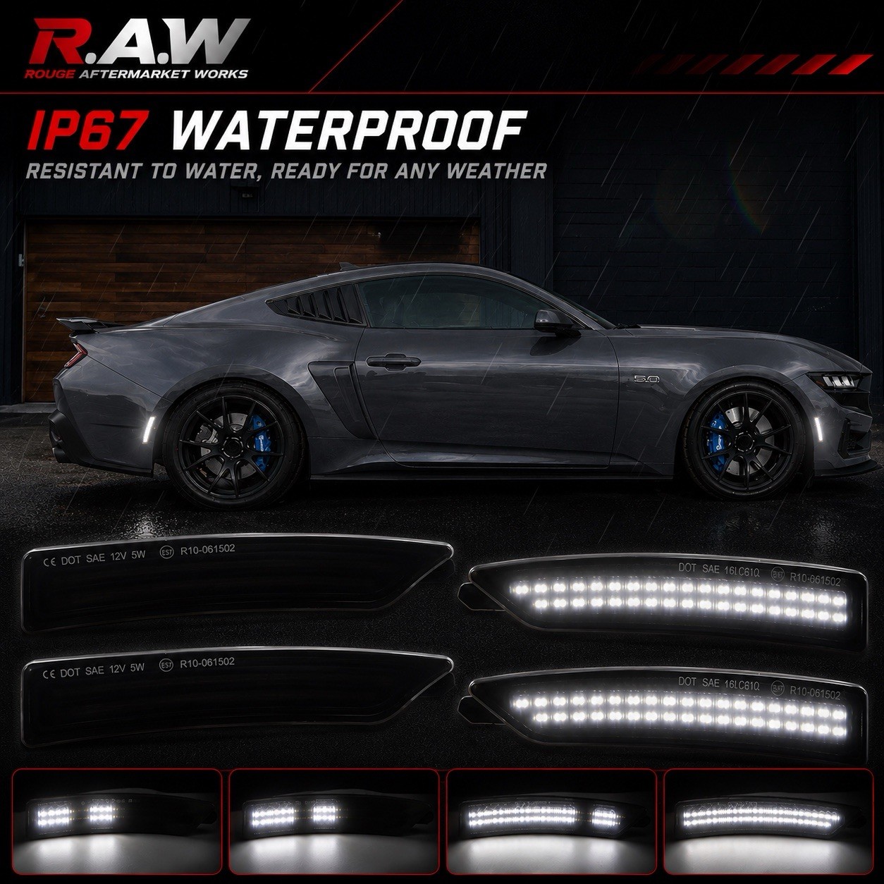 S650 Mustang White Led Dynamic Side Marker