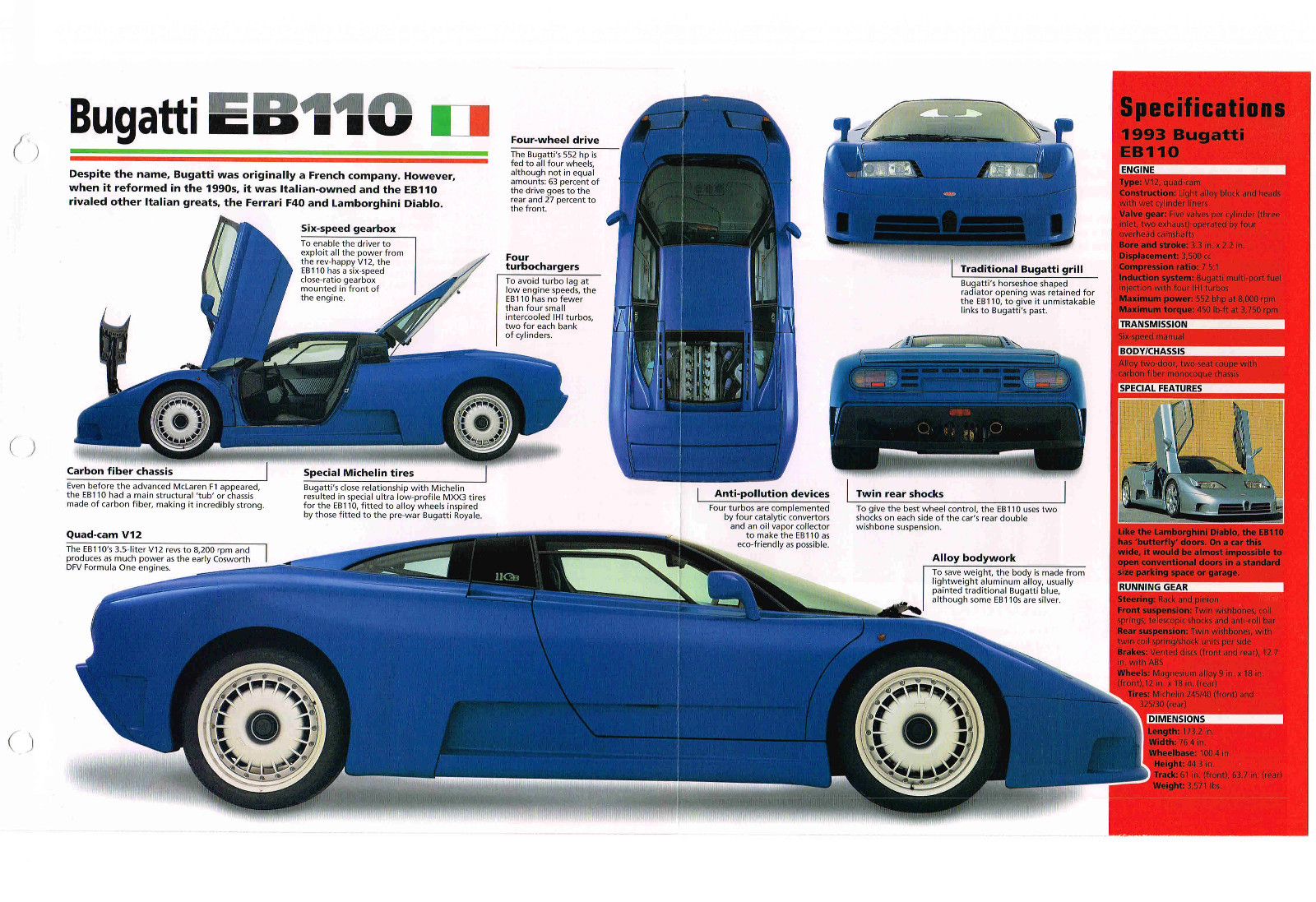 BUGATTI EB110 IMP Brochure, 1992/1993/1994/1995 EB-110
