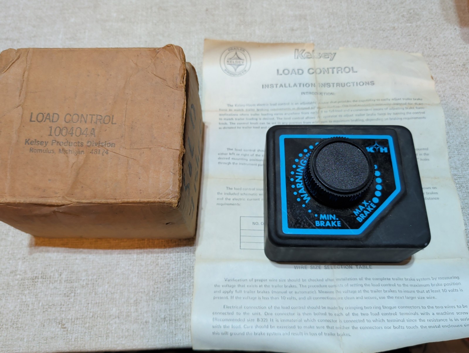 NOS Vintage Kelsey-Hayes 100404A Load Control Trailer Brake Controller Box