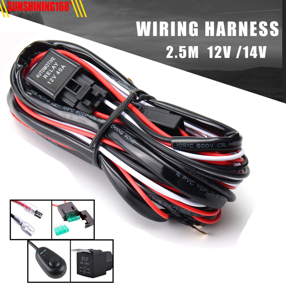 12V 40A Wiring Harness Kit Fuse ON OFF Switch Relay For LED Fog Work Light Bar