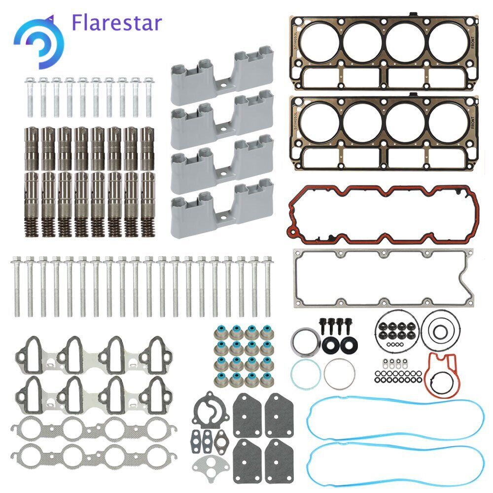 For GM 5.3 AFM Lifter Replacement Kit Head Gasket Set, Head Bolts Lifters，Guides