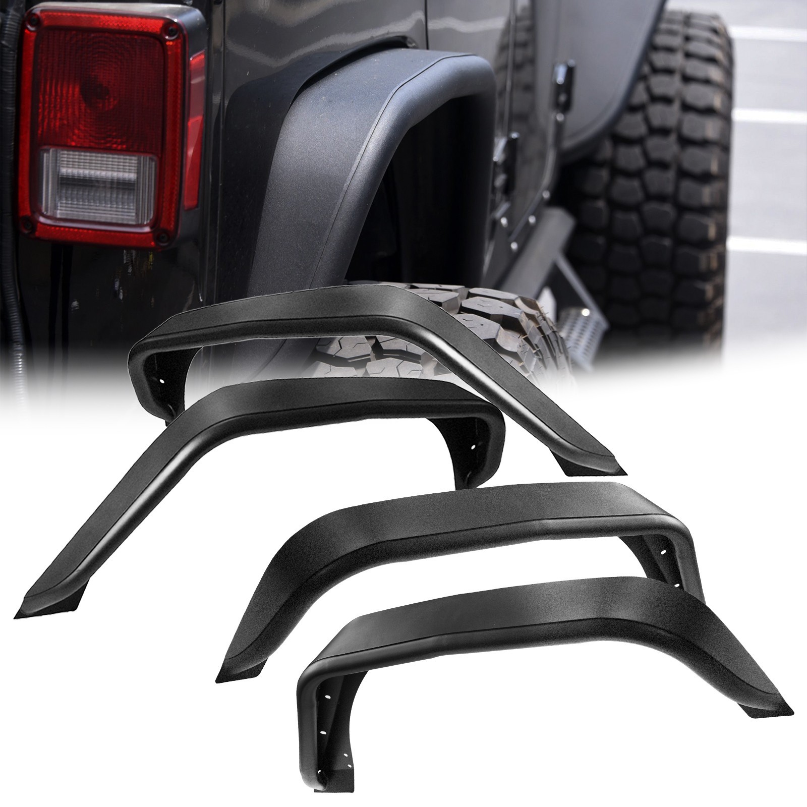 New 4PCS Metal Fender Flares For 2007-2018 Jeep Wrangler JK 2/4 Doors