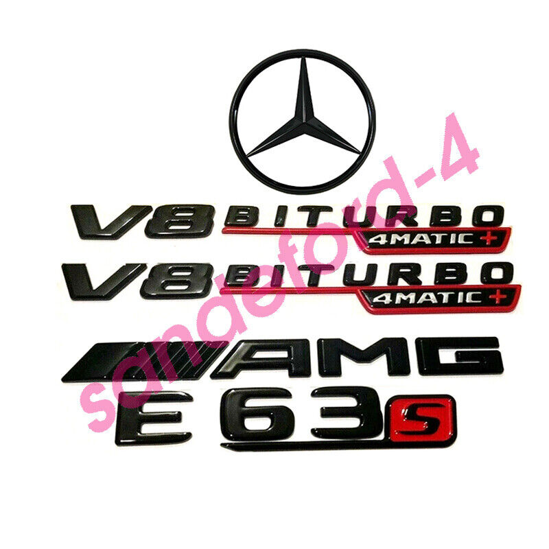 E63S AMG V8 BITURBO 4MATIC+ Rear Star Emblem Black Badge Combo Set Mercedes W213