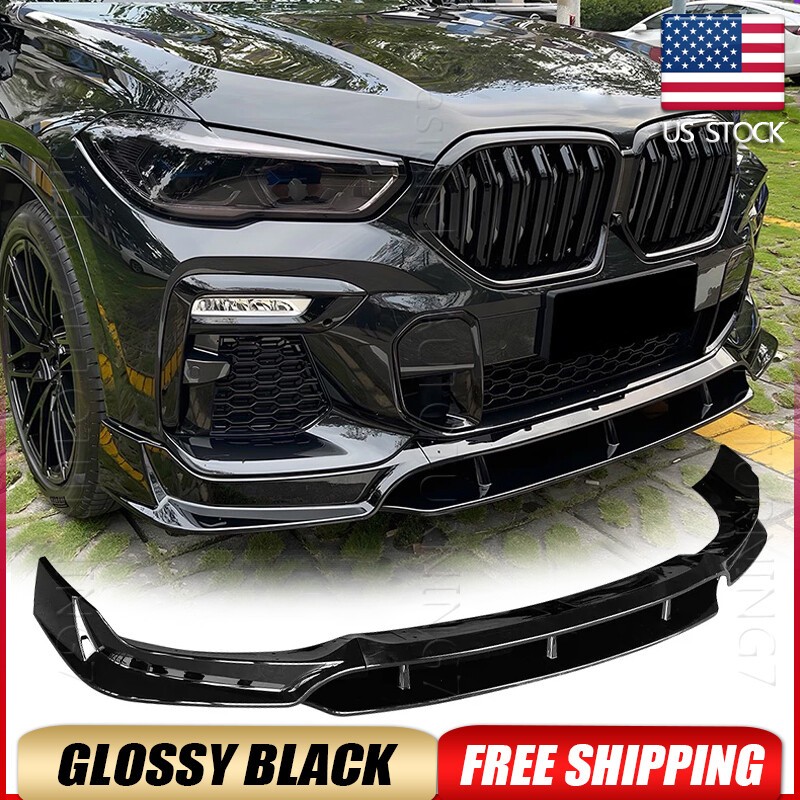 For BMW X6 G06 2020-2023 Glossy Black Front Bumper Lip Body Kit Spoiler Splitter
