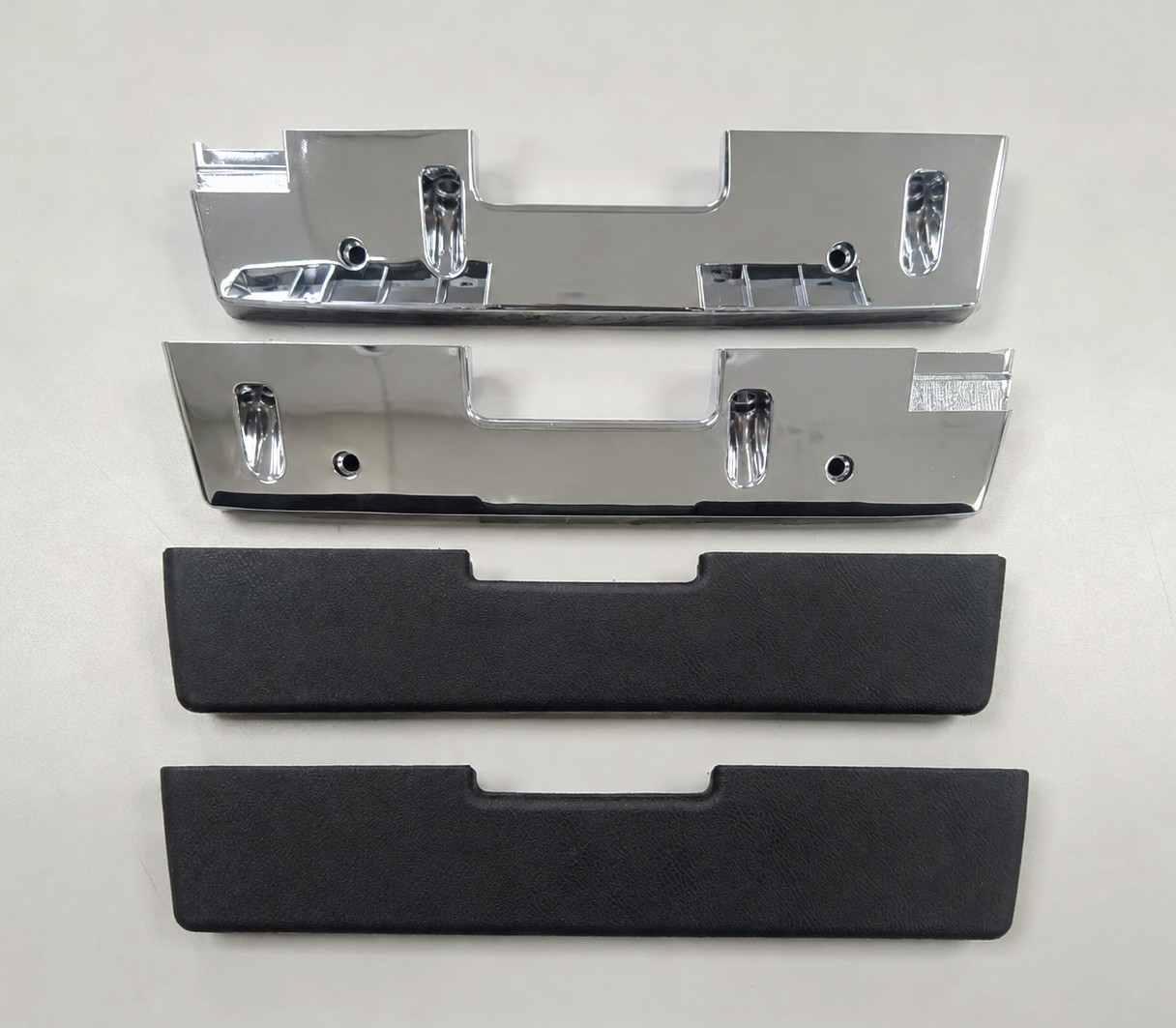 1965 1966 1967 Chevy Impala Caprice Arm Rest Assembly Chrome Bases Black Pads
