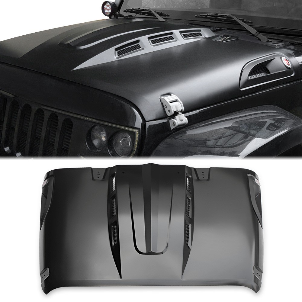 for 2007-18 Jeep Wrangler JK JKU Steel Hood Bonnet Panel Vented Heat Dispersion
