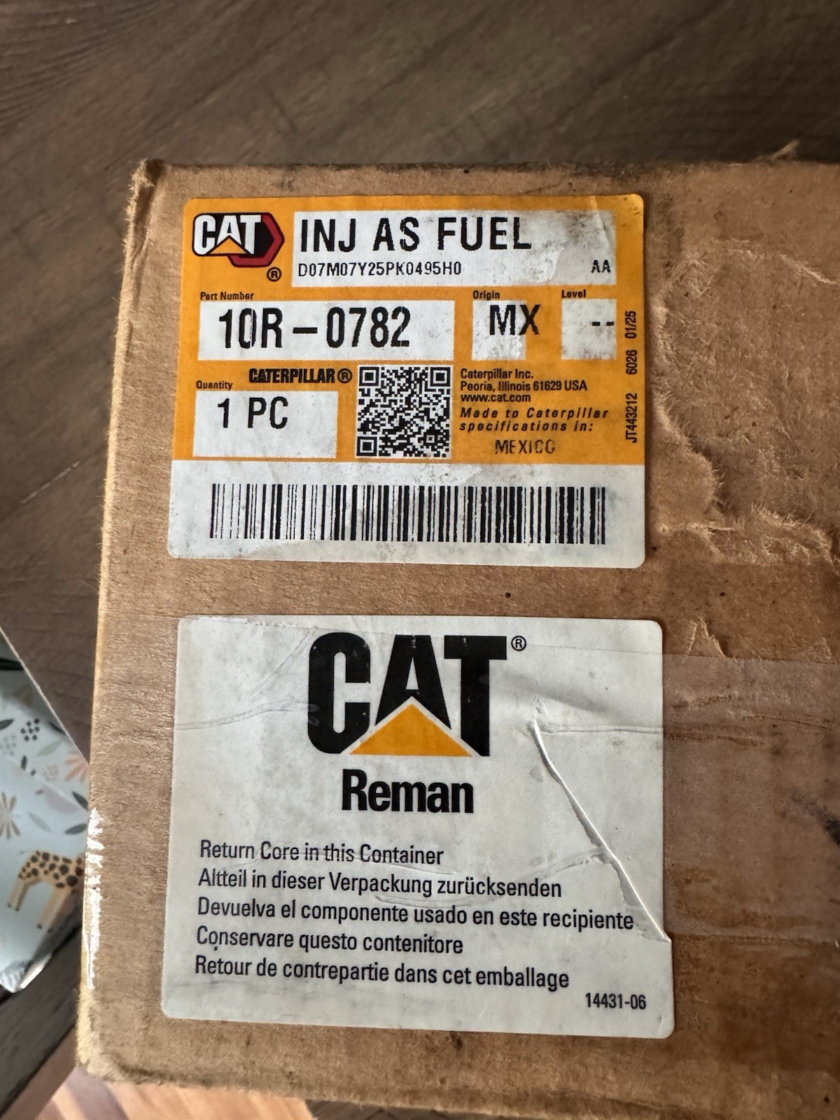 Genuine CAT Reman Fuel Injector 10R-0782 , 10R0782 Genuine CAT Reman Fuel Injector 10R-0782 , 10R0782