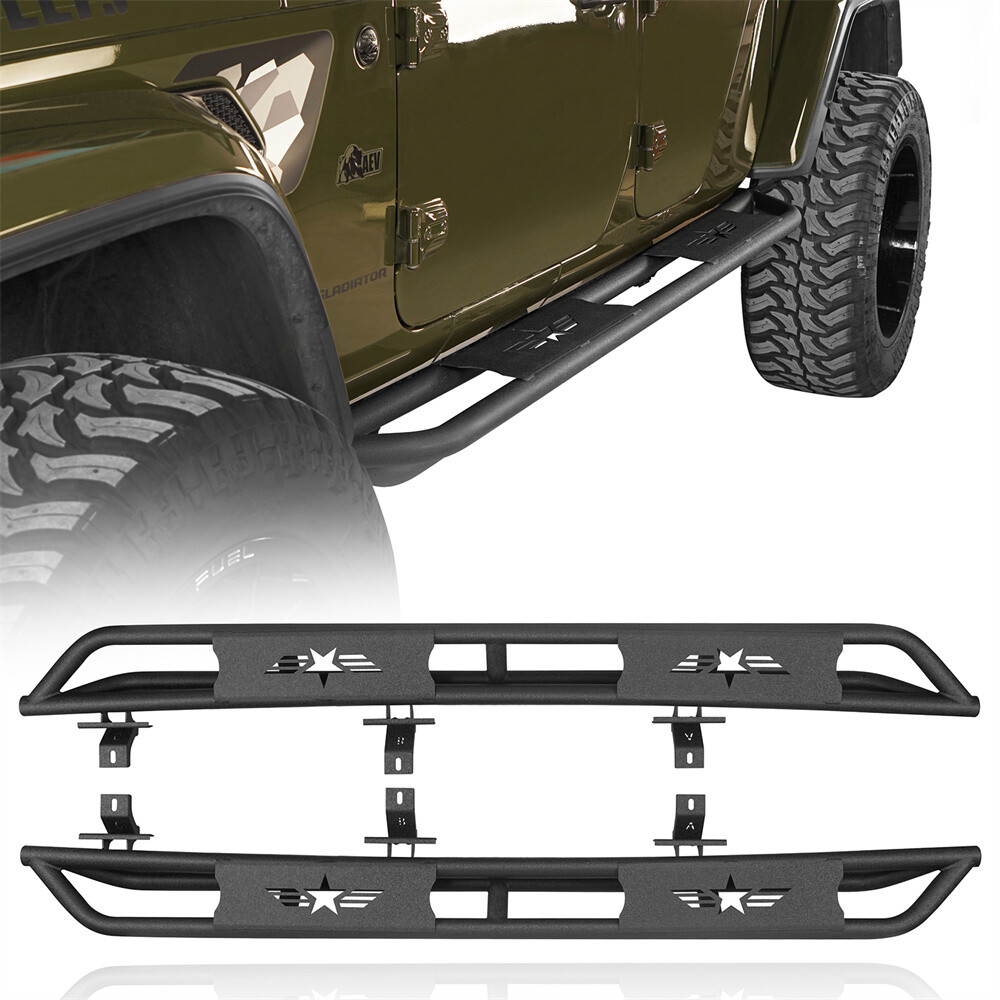 Fit 20-26 Jeep Gladiator JT Pair Side Step Nerf Bar Running Board Guard Steel