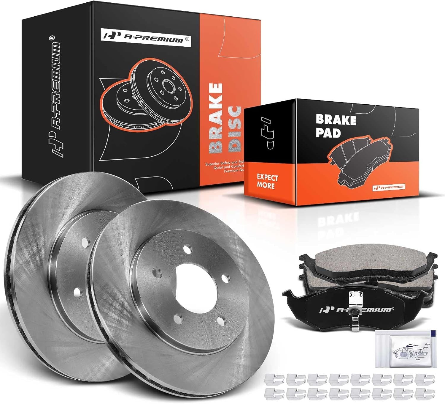 A-Premium 11.10 inch (282mm) Front Vented Disc Brake Rotors + Ceramic Pads... 