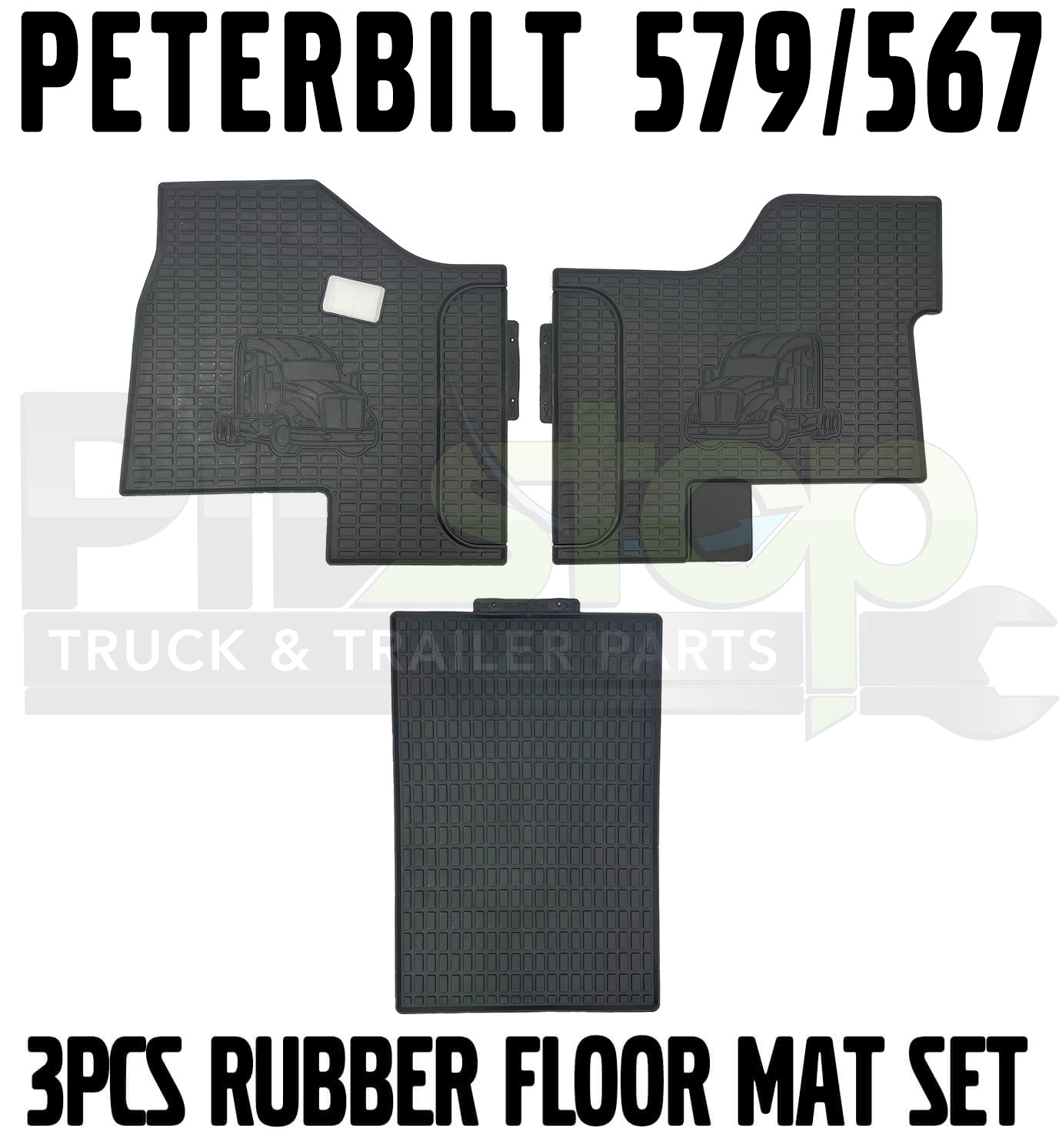 Custom Heavy-Duty Rubber Floor Mats Fits Peterbilt 579 & 567 – Auto & Manual