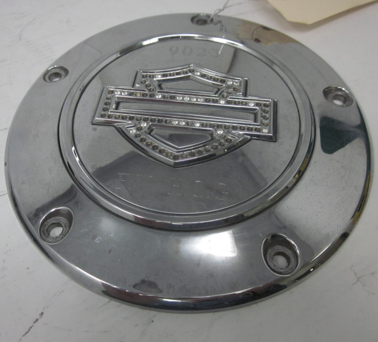 HARLEY Diamond Ice  Twin Rhinestone CLUTCH DERBY INSPECTION COVER 5 hole