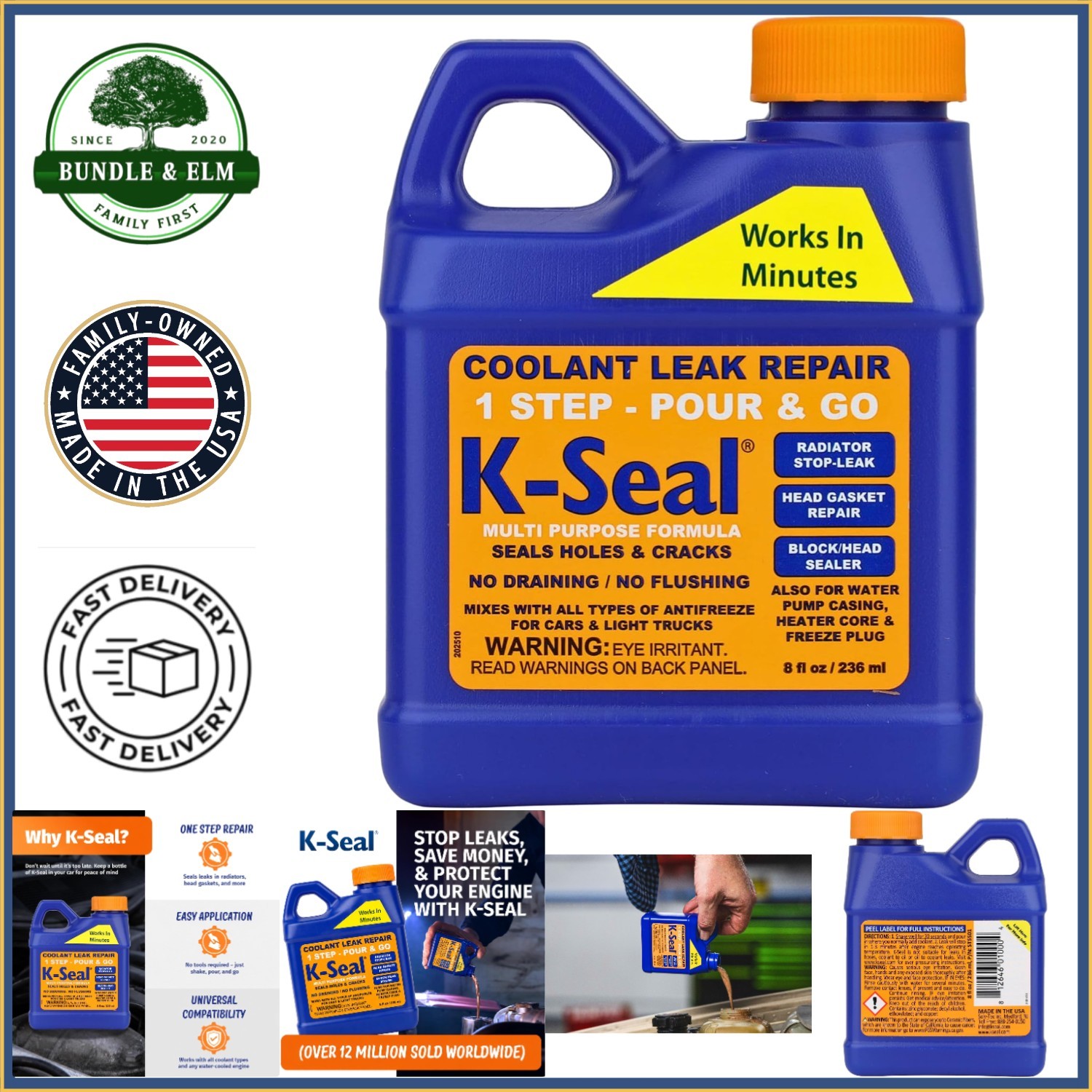 Fast-Acting Coolant Leak Sealant, 8oz for Cars and Light Trucks, All Antifreeze
