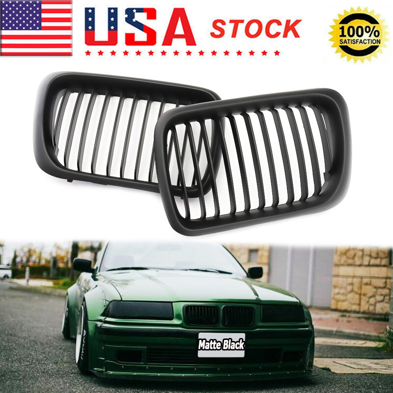 Matte Black Front Kidney Grilles For 1996–1999 BMW 3 Series E36 M3 Coupe Sedan