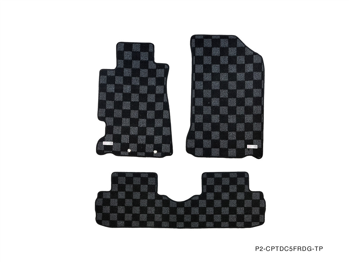 P2M Race Floor Mats Dark Grey Checkered Front & Rear for 2002-2006 Acura RSX DC5
