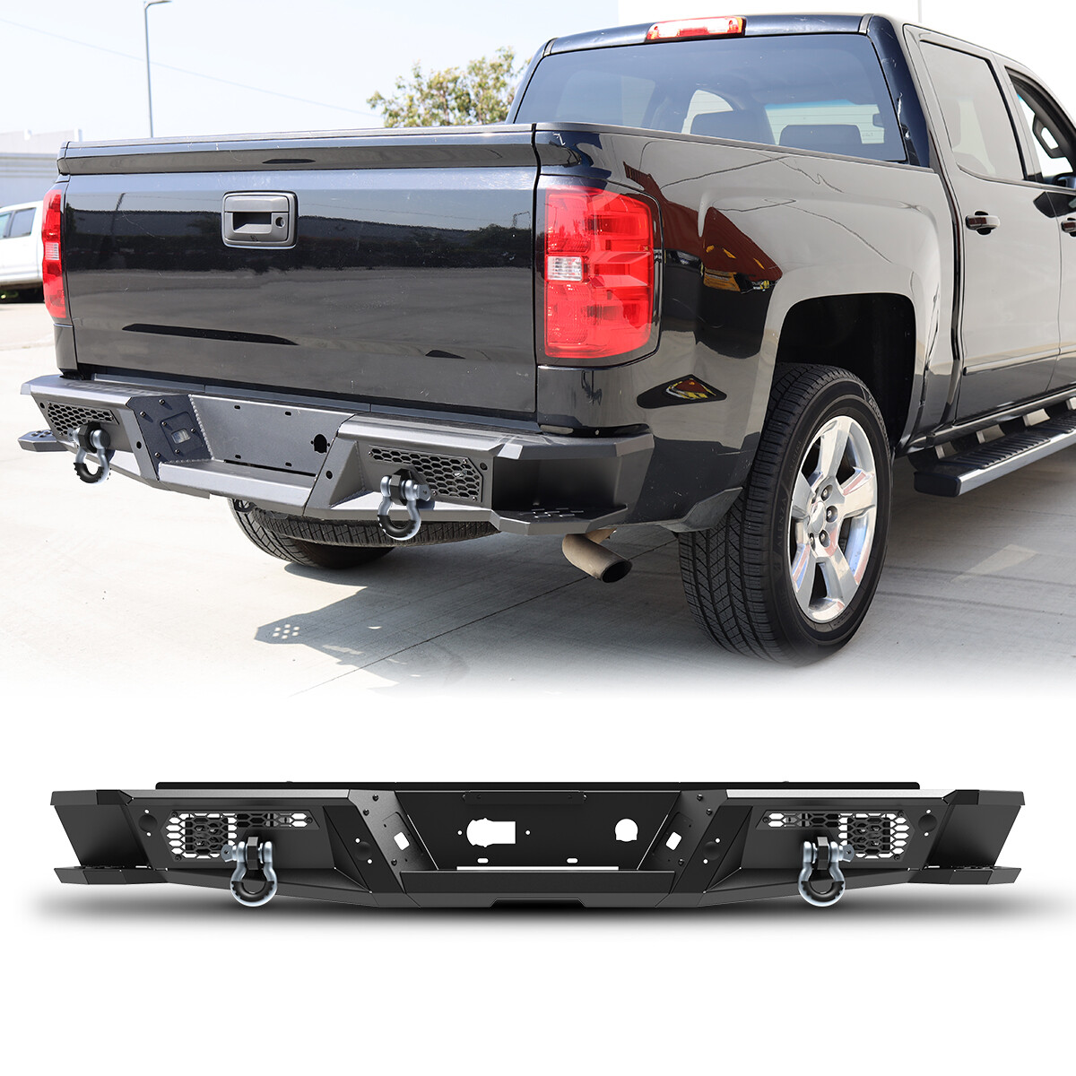 Offroad For 2007-2018 Chevy Silverado 1500 Textured Heavy Duty Steel Rear Bumper