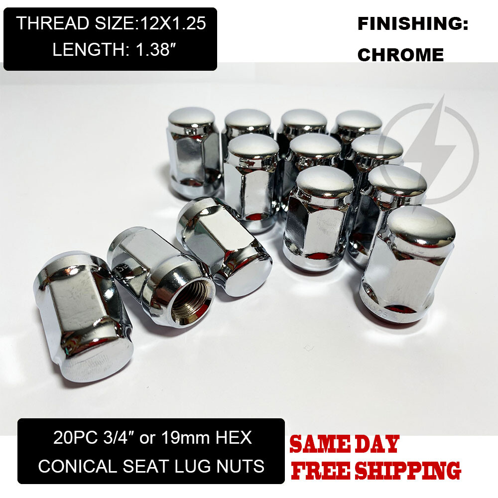 FIT SUZUK KIZASHI GRAND VITARA XL-7 ACORN LUG NUT CONE SEAT 12x1.25 CHROME 20PC