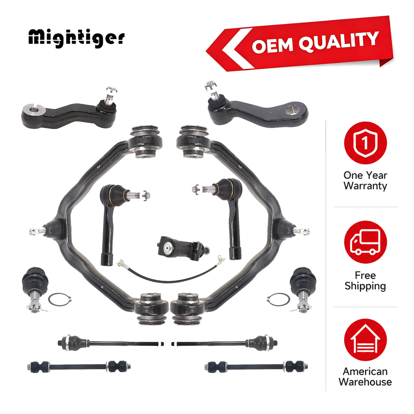 13PC Front Upper Control Arms Sway Bars Kit For Chevy Silverado GMC Sierra 1500