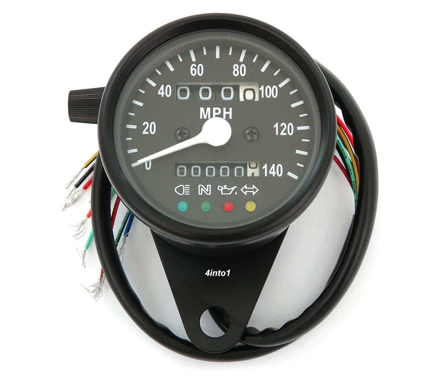 Mini Speedometer w/ Indicator Lights & Trip Meter - 2240:60 - Black - MPH