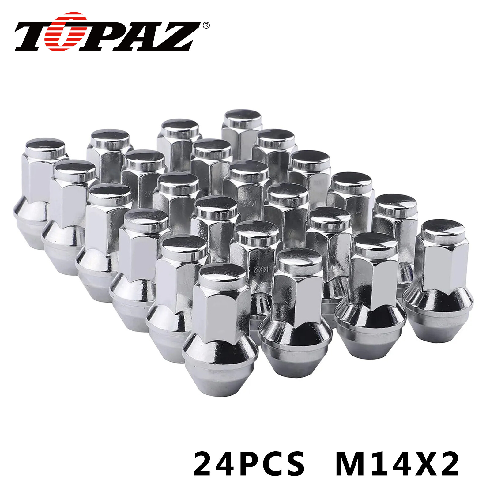 24PCS REPLACEMNT SOLID LUG NUTS 14X2 THREAD CHROME FIT FORD F-150 EXPEDITION