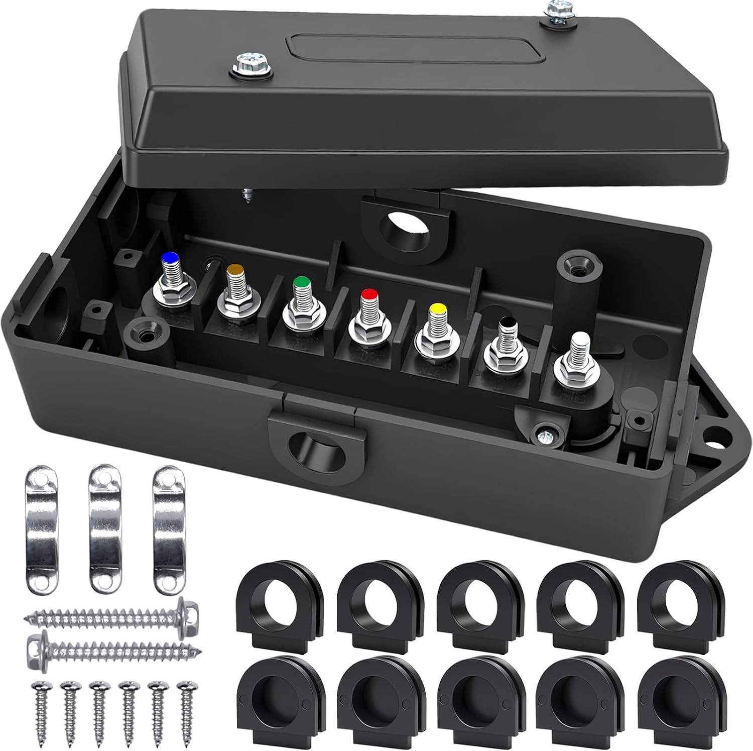 7 Way Trailer Wiring Junction Box Heavy Duty Weatherproof RV Camper Boat 7 Gang 7 Way Trailer Wiring Junction Box Heavy Duty Weatherproof RV Camper Boat 7 Gang