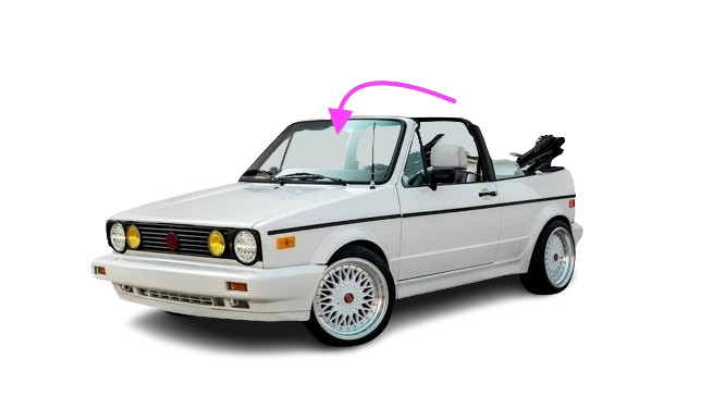 Fits: 1990-1993 Volkswagen Cabriolet 2 Door Convertible Front Windshield Glass