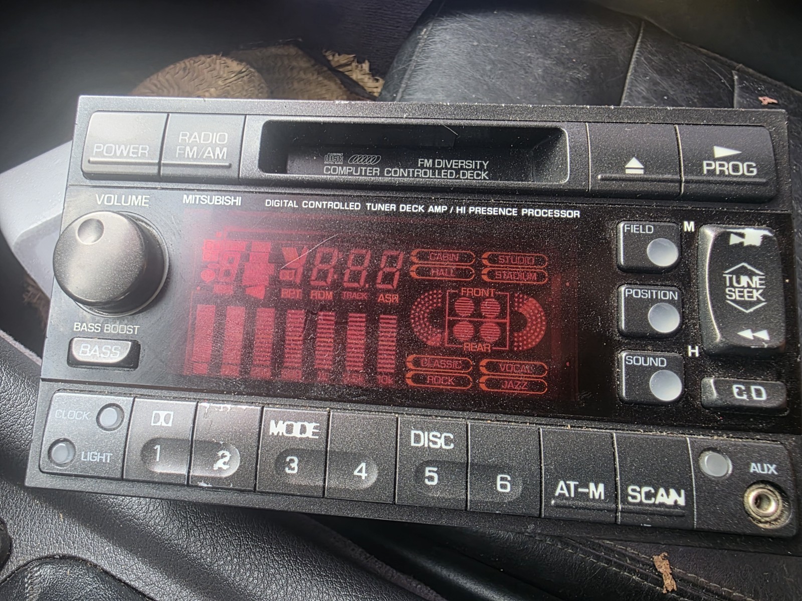 Original OEM Mitsubishi factory radio removed from a 1993 3000GT Vr4