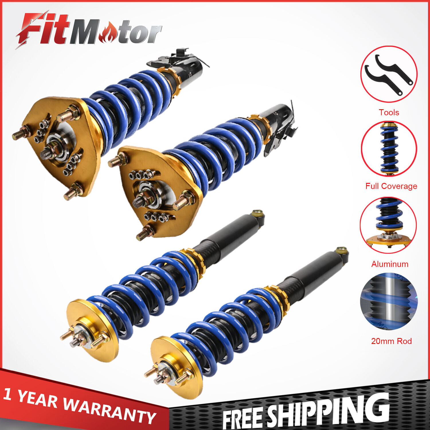 Kit(4) Adjustable Height Full Coilover Struts For 89-94 Nissan S13 240SX