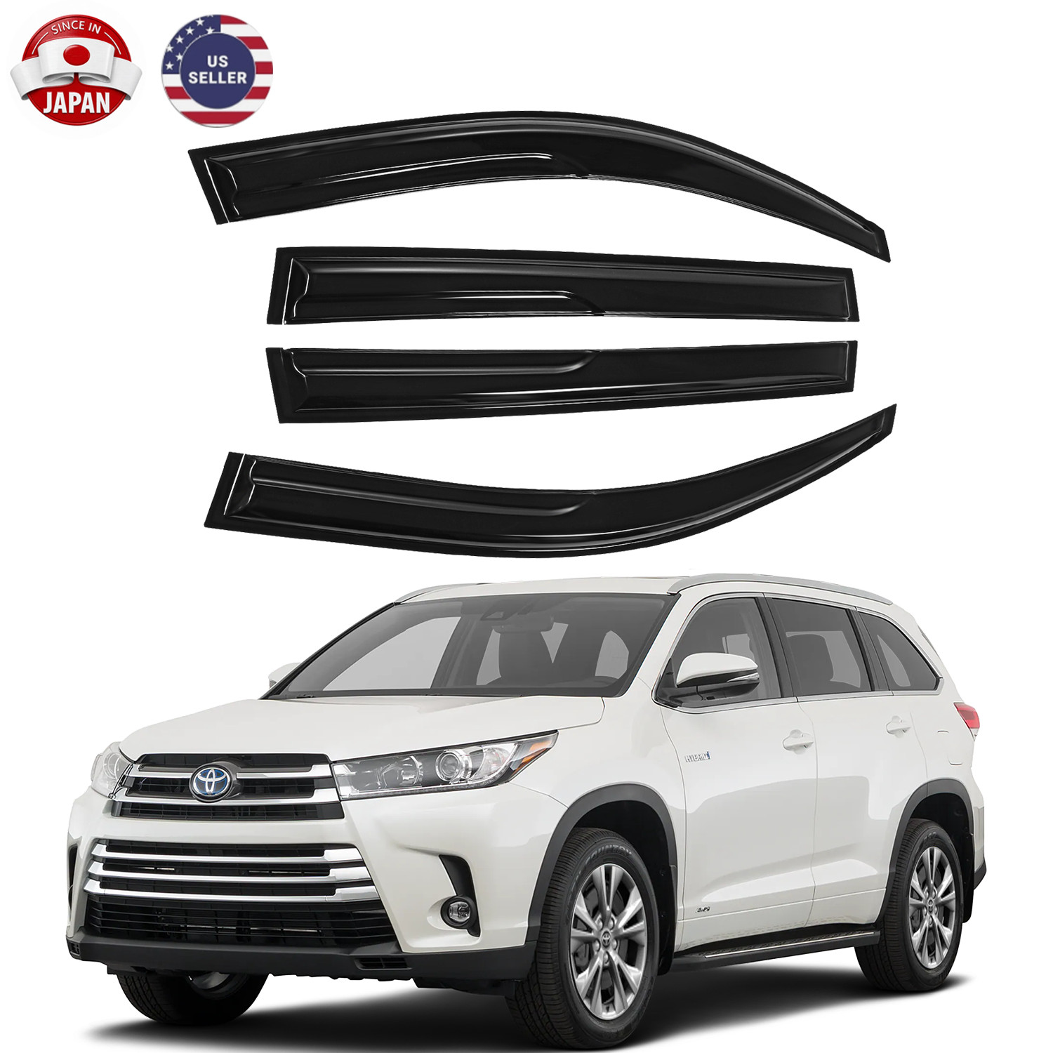 4X For Toyota Highlander Mugen 2008-2013 Window Visors Rain Guards Deflector