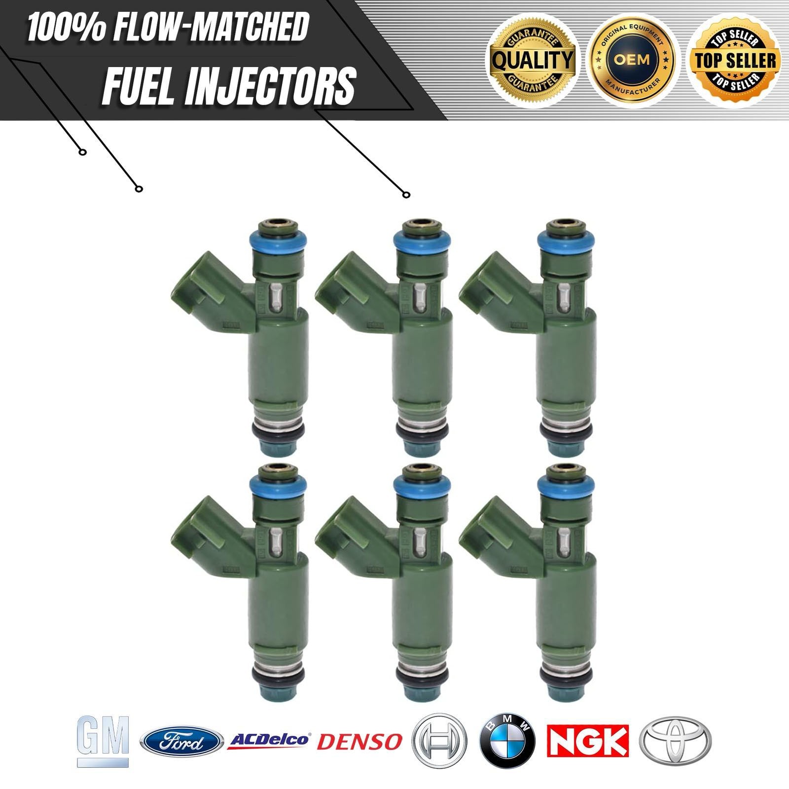 OEM 6x NEW Denso Fuel Injectors Fits 2001-08 Jaguar X-type 3.0L 2.5L V6 1X43-AB