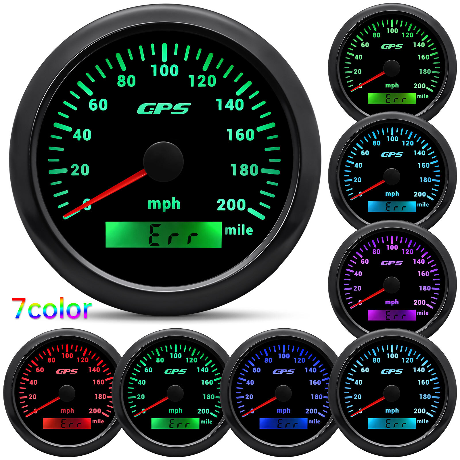85mm Black GPS Speedometer 0-200MPH Odometer Gauge for Motorcycle Boat Car US