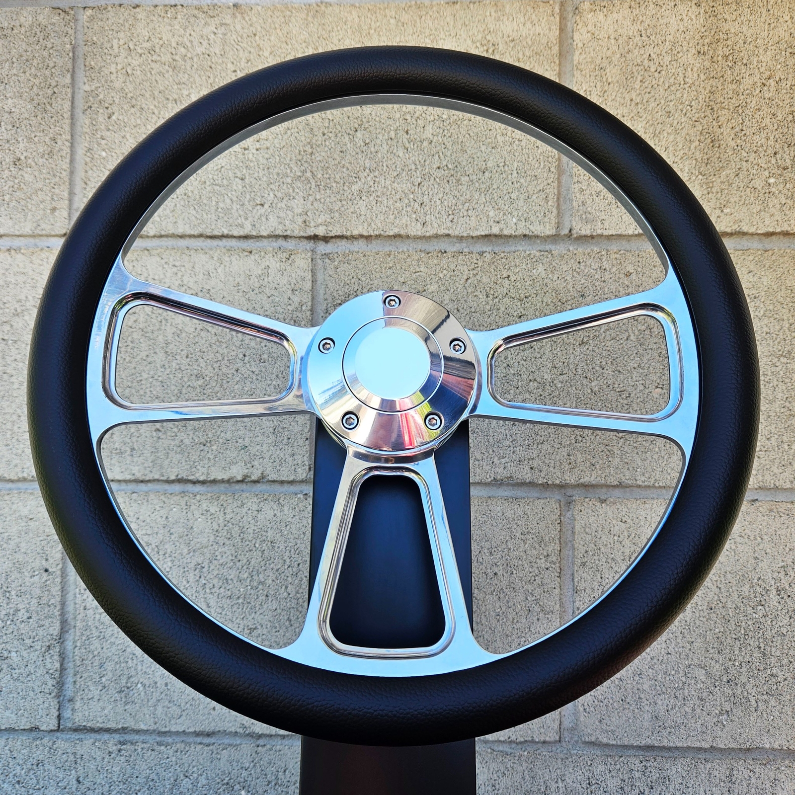 350mm Universal Polished Steering Wheel Ford Chevy Muscle C10 Half Wrap Hot Rod 350mm Universal Polished Steering Wheel Ford Chevy Muscle C10 Half Wrap Hot Rod